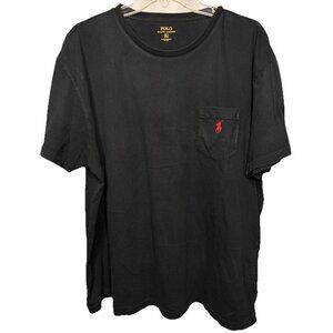 Polo Ralph Lauren Mens XL Black Short Sleeve Cotton Shirt‎ Pocket Red Pony Logo